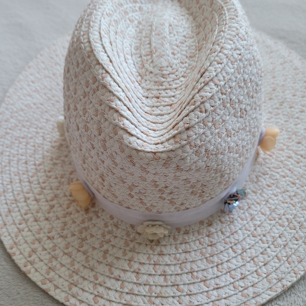Betsey Johnson | Packable Floral Sun Hat EUC Medium Floppy Brim White & … - Picture 6 of 15